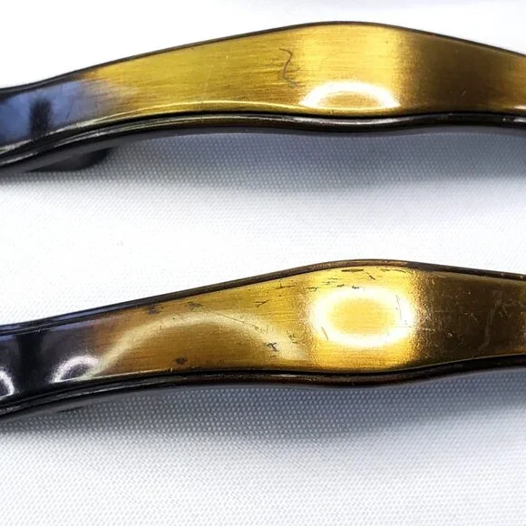 VTG Amerock 2-tone Brass Ombre 12 Cabinet Drawer Pulls Handles 5 MCM Design